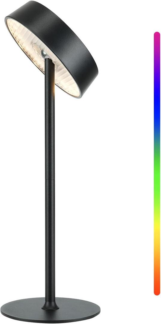 Cordless Lamp, RGB, Outdoor Waterproof, Dimmable Touch Control 3 Color Temperature, Battery Operated Portable, LED Memory Function, Rechargeable Table Lamp, Desk Lamp, Patio Dinning Restaurant Kitchen
