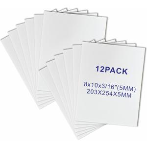 12 Pack Foam Core Board, ZJCEASER 8 x 10 White Poster Board, 3/16" Thickness Sign Board Craft Foam Sheet for Signboards, School Projects, University Displays, College Events, Arts & Crafts, Framing
