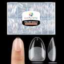 Extra Short Almond Nail Tips, 240pcs Soft Gel Pre-Shaped Acrylic Fake Nails, Half Matte Full Cover Clear Gelly Press on Flase Nail Tips for Extension Nail Manicure Home DIY 12 Sizes