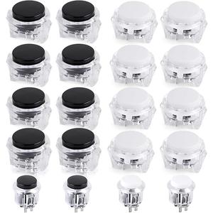 20PCS Push Button for Arcade Video Game Consele(10 White + 10 Black), 24mm × 16, 20mm × 4, Arcade DIY Parts