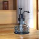 Glass Soap Dispenser for Kitchen and Bathroom Countertop, Smooth Action Pump Refillable Wash Hand Liquid, Dish Detergent, Farmhouse Style with Cylindrical Shape Shampoo Lotion Pump