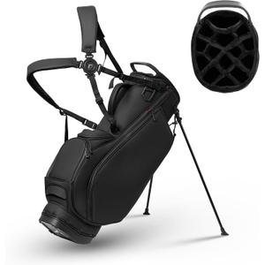 uniHimal Premier 14-Way Golf Stand Bag, Lightweight Leather Golf Bag for Men with Waterproof Design, Multiple Pockets, Dual Strap and Rain Cover Hood