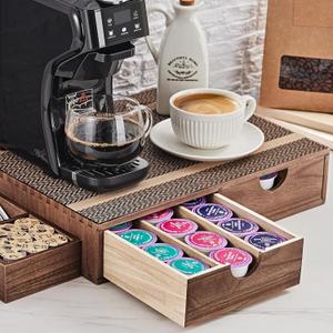SMARTAKE Wooden K Cup Organizer Coffee Pod Storage Box, Coffee Pod Tea Organizer and Storage, K Pod Drawer Coffee Maker Stand, Kcup Holder for Countertop Kitchen Office Coffee Bar, 30 Pod Capacity