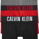 Calvin Klein Men's Intense Power 3-pack Boxer Brief (Medium, Black, Grey Sky, Pompeian Red)