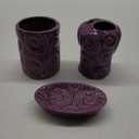 Comfify Designer 3-Piece Bathroom Accessories Set - Toothbrush Holder, Tumbler, and Soap Dish – Glossy Porcelain Finish (Ocean Waves, Aqua Blue) – Holds 15.6oz