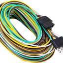 50Foot 4Pin 5Wire Trailer Wire Harness, Premium Towing Wiring Solution, Extended Length Boat Trailer Wiring Kit, 4-Way Trailer Light Wire Brown/Green/Yellow/White for RV Boat Marine