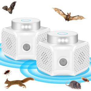 2 Pack Ultrasonic Pest Repeller 360 Indoor Rodent Repellent for Mice Rats Ants Bugs Squirrels | Electronic Plug-in Mouse Repellent with 4 Modes, Flashlights for House, Attic, Basement, Garage,White