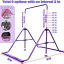 Folding Gymnastics Bar with Rings, Foldable Kip Bar with Sturdier Base, Training Bar for Kids Ages 3-10, Horizontal Bar, Home Gym Equipment for Boy Girl, 38'' Long Square Base
