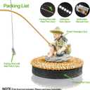 Floating Fish Tank Decorations, Resin Fisherman Aquarium Decor with Realistic Mini Fishing Rod, Fun Fish Feeder Aquarium Ornaments for Guppy Betta and Small Schooling Species Interactive Toy