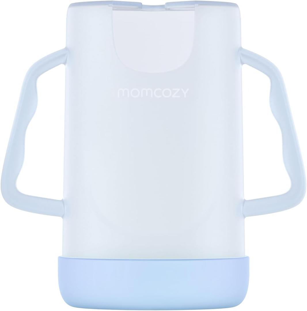 Momcozy Baby Pouch Holder No Squeeze, Baby Food & Juice Box Holder, Mess-Free, Easy Grip for Self-Feeding, BPA-Free & DEHP-Free, Must-Have for Babies, Blue (Pack of 1)