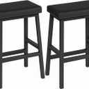 HOOBRO Bar Stools, Set of 2 Bar Chairs, Counter Height Bar Stools, 24 Inch Barstools for Kitchen Counter, PU Upholstered Kitchen Stools, for Kitchen, Bar, Dining Room, Black BB01MD01