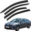 Window Visor Wind Deflector, 4PCS Tape-On Rain Guards for 2019 2020 2021 2022 2023 2024 2025 Kia Forte, Outside Mount Sun Shade Side Window Vent Visors, Black