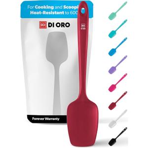 DI ORO Silicone Spoon Spatula - 600F Heat-Resistant Large Silicone Spoonula Scraper - BPA Free Nonstick Cookware Safe Rubber Kitchen Utensil for Baking, Cooking, & Mixing - Dishwasher Safe (Red)