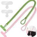 KITANIS 2 Pack Phone Lanyard,2Phone crossbody strap,4Tether Tabs,Universal Cell Phone Multifuctional Patch Polyester Lanyards,Cell Phone Lanyards for Women and Men(pink+green)