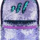 HeySun Sequin Backpack Sparkle Backpacks for Girls Purple Bookbag Glitter Back Pack Kids School Bag for Elementary Middle School College