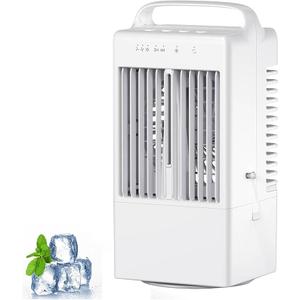 Portable Air Conditioner Fan Desktop Evaporative Cooler Small Air Conditioner Fans Quiet Desktop Cooling Fan 3 Wind Speed 2-4H Timer for Room, Bedroom, Office, Camping (B)