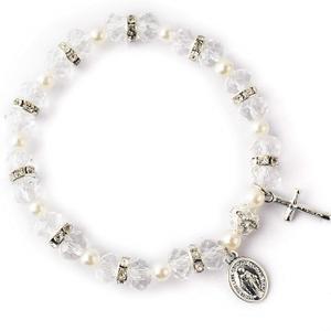 HanlinCC Women's Stretch Rosary Bracelet Beaded Crucifix & Miraculous Medal