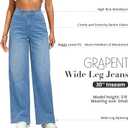 GRAPENT Wide Leg Jeans for Women Trendy High Waisted Stretchy Denim Pants 90s Baggy Jeans Trouser Jeans with Pockets (Blue, XXL)