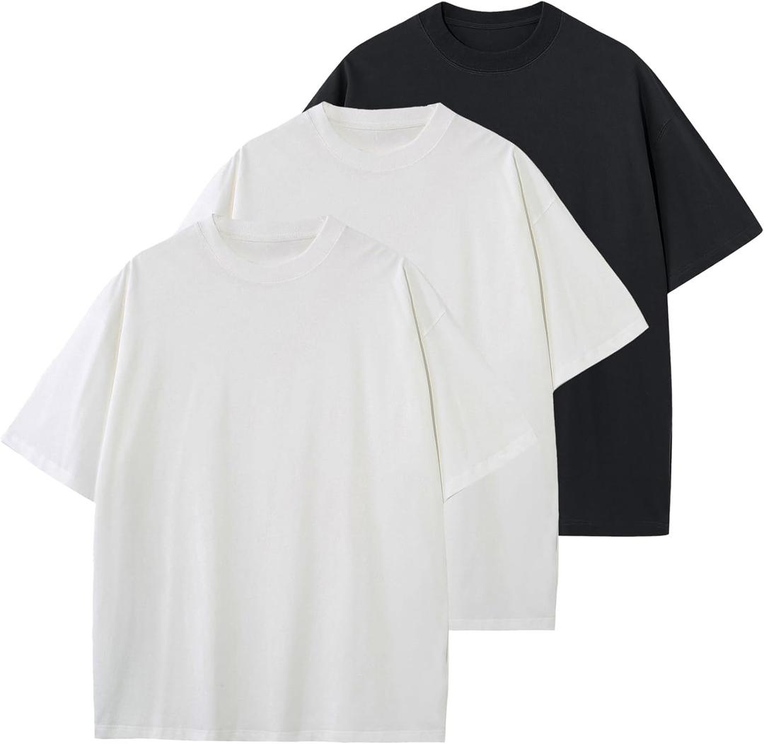Mens Oversized T-Shirts Fashion Loose Fit Crewneck Tshirt Streetwear Heavyweight Short Sleeve Gym Workout Tops, Size XL