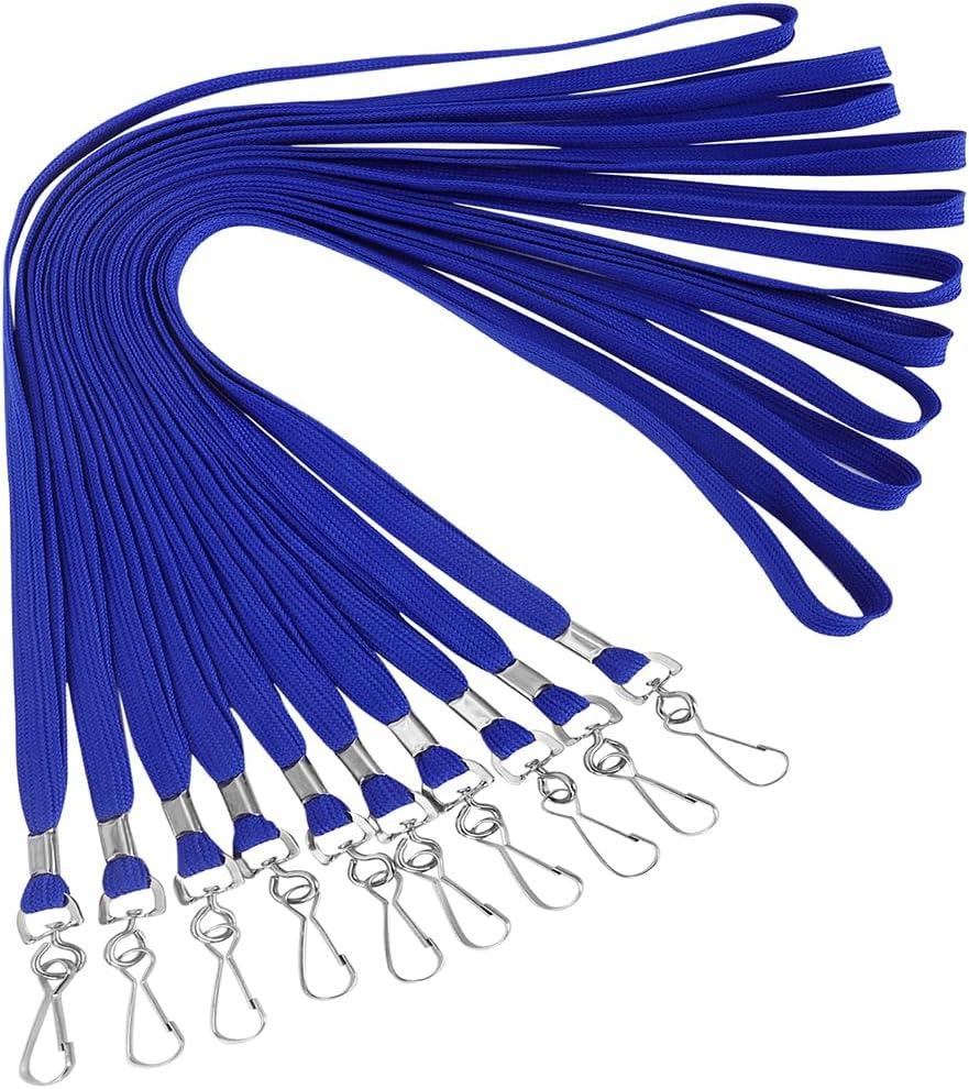 Lanyards for Id Badges 100 Pack Bulk Lanyard with Clip Swivel Hooks for Name Tag ID Badge Holder, Employees, Students, Attendees (100, Blue)