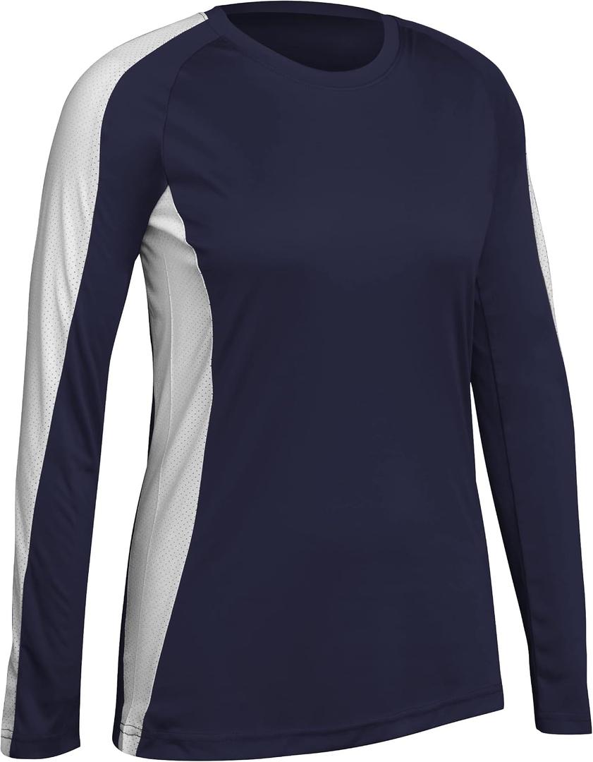 Champro Women's Triumphant Long Sleeve Adult Volleyball Jersey (Blue, L)