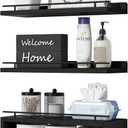 WOPITUES Floating Shelves for Wall with Cube Shelf, Wall Shelves with Metal Rail for Bathroom Decor, Bathroom Organizers and Storage, Over Toilet Shelves for Toilet Paper-Black, 15.7 Inch
