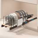 Pull Out Pots and Pans Organizer Under Cabinet, 22" Deep Expandable Pot Lid Organizer and Storage with 10 Adjustable Dividers Adhesive Pot and Pan Holder Rack with Handle Bracket(1 Pack,Black)