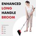 Heavy Duty Broom, 55 Inch Long Handle Outdoor Large Angle Brooms, Commercial Broom for Sweeping Indoor, for Home Garage Kitchen Office Courtyard Lobby Patio Lawn Concrete