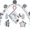 Baby Activity Travel Mobile Arch Bassinet Toy, Black and White High-Contrast Crib Toys, with Rattle and Book, Strolle,Pram and Crib Attachment with Hanging Toys (Ocean)