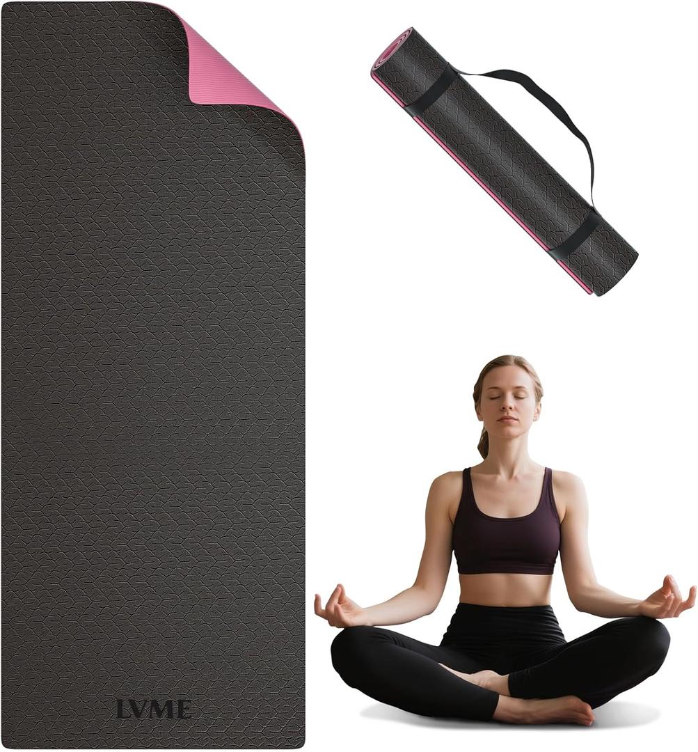 Thick Yoga Mat 72"x24"x0.4" | Non-slip & anti-tear TPE, lightweight with carrying strap, beginner-friendly for women & men, yoga/pilates/floor workout