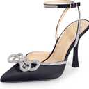 DREAM PAIRS Women's High Heels Destiny Closed Toe Strappy Heels Sexy Rhinestone Ankle Strap Pumps Wedding Bridal Party Dress Shoes Destiny (5, Black)