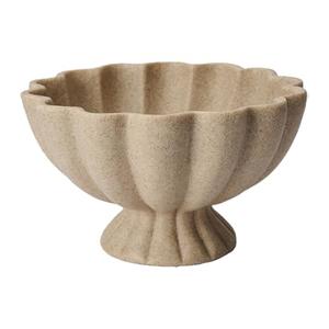 KEWOOL Pedestal Decorative Bowl Home Decor - Morden Resin Handmade Decorative Fruit Bowl for Kitchen Counter, Chic Ruffle Bowl Centerpiece Decor for Dining Table Coffee Table (Artificial Stone Beige)