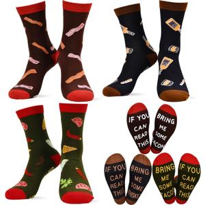 Funny Food Socks for Man and Woman,6 Pcs Food Lovers Fun Cozy Crazy Novelty Fashion Cotton Socks