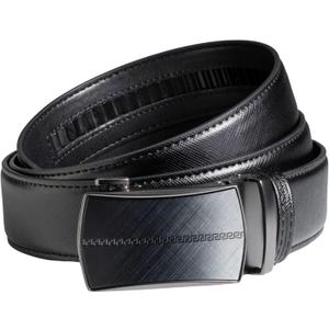 Ratchet Belt for Men Big and Tall Leather Dress Belt, Plus Size Up to 60" Adjustable Fit, 1.38 No Belly Pinch
