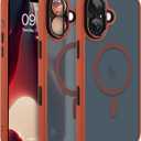 AIGOMARA Magnetic for iPhone 17 Case, [Compatible with Magsafe] [Full Camera Protection] Slim Shockproof Translucent Matte Protective Case for iPhone 17 6.3 Inch, Orange