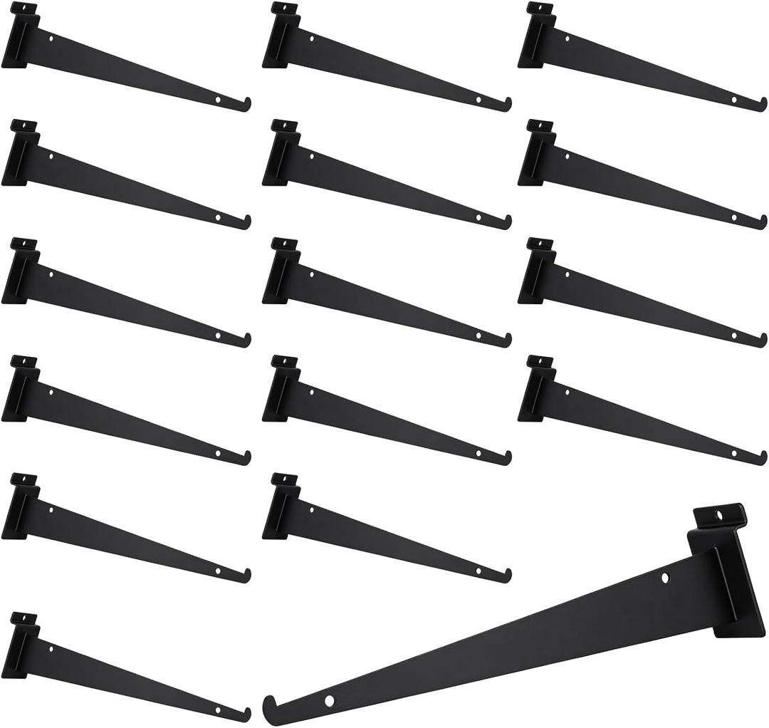 12 Inch Slatwall Shelf Bracket, Slatwall Accessories, Heavy Duty Slat Wall Shelf Bracket with Lip for Garage and Retail Display(16PC )
