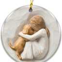 6 x Girl Hugging Dog Ornament  Pet Memorial Ornament for Dog Lovers  Rustic Printed Keepsake of Girl with Puppy  Sympathy Gift, Pet Loss Remembrance, Christmas Tree Hanging Dcor 2025