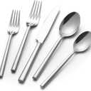 Alata Potter 40-Piece Forged Silverware Set Stainless Steel Flatware Set Cutlery Set, Service for 8, Mirror Finish, Dishwasher Safe