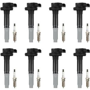 Ignition Coil Pack & Iridium Spark Plugs for Ford F-150 2011-2016 5L Before 2/5/2016, for Ford Mustang 2011-2015 5L, UF-622 UF622 DG-542 DG542 GN10420 48763 26024060, 8 Sets