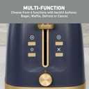 West Bend Timeless 2-Slice Toaster with 7 Browning Levels, Bagel/Waffle/Defrost Settings, High-Lift Lever, Anti-Jam, Easy-Clean Crumb Tray, 2-Slice, Blue/Gold