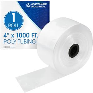 Spartan Industrial 4" Wide LDPE Flat Poly Tubing Mini Roll, 4" W x 1000' L, 2 Mil | Ideal for Tailored Poly Bag Packaging and Safe Storage of Food, Electronic Components and Accessories