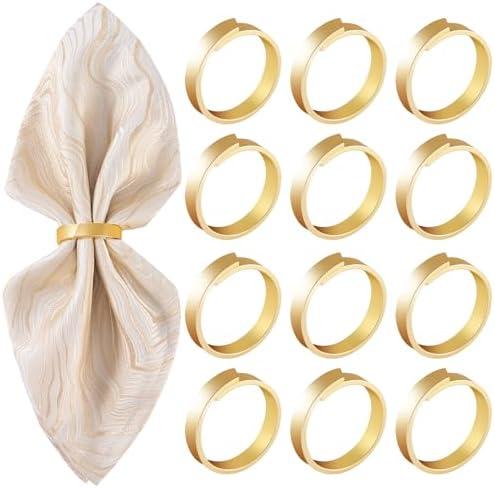 Pack Of 2 APTWOW Gold Napkin Rings Set of 12- Roundness Metal Gold Napkin Holder, Fall Thanksgiving Christmas Napkin Rings for Table Decor, Wedding, Banquet, Valentines Easter