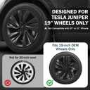 Abystar Hubcaps for Tesla Model Y Juniper 2026, 19 Inch Matte Black Wheel Covers with Center Caps, Cross-Spoke Design Rim Protectors, Easy Clip-On Installation, for Model Y Juniper Accessories