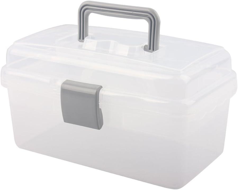 Multipurpose Plastic Storage Container Box with Handle and Latch Lock, Clear Gray