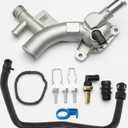 Aluminum Engine Coolant Thermostat Housing Water Outlet Kit with Coolant Reservoir Inlet Hose Compatible with 2011-2021 Chevy Cruze Sonic Trax, Buick Encore 1.4L Replaces 25193922, 902-846, 13251447