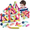 Magnetic Balls and Rods Set, Magnet Building Set, Magnetic Balls and Sticks - Featuring Safe, Extra-Strong, Montessori Toys STEM Stacking Toys for Boys & Girls 3+ (46 PCS)