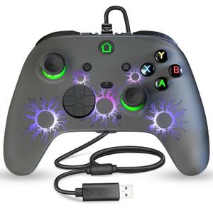 conwin Gaming Controller for PC 10 & Steam Platform, PC Joystick with Dual-Vibration, Turbo, Programmable, RGB LED Light and 3.5mm Stereoscopic Jack(Sun)[For Xbox, need to upgrade by self]