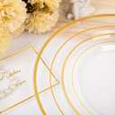 I00000 200 Pcs Clear Gold Plastic Plates - Disposable Party Plates, Gold Plate Disposable Include 100 Dinner Plate and 100 Dessert Plate, Plastic Plate for Party, Holiday, Wedding & Birthday