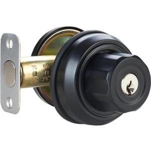 Twist-to-Lock Keyless Deadbolt Lock for Front Door Single Cylinder Deadbolt Door Lock with Anti-Mislock Button Black