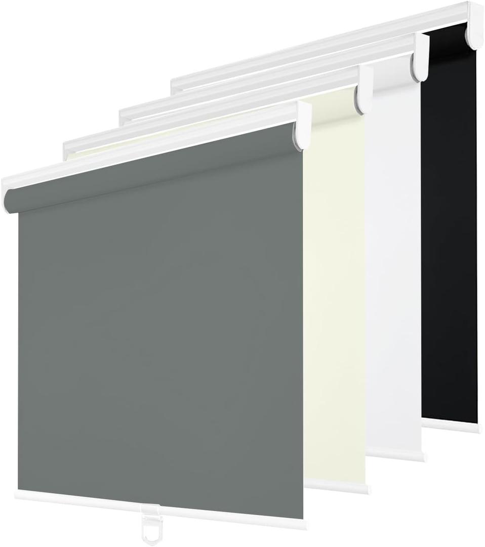 Changshade Blackout Roller Shades Cordless for Windows, 100% Room Darkening Window Blinds for Bedroom, Thermal Insulated UV Protection, Easy Install Pull Down Shades for Home,34Wx72H,Grey